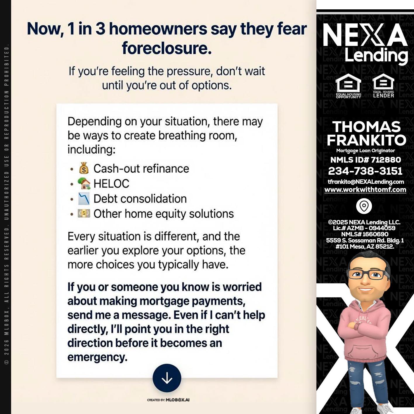 NOW, 1 IN 3 - Thomas Frankito -Mortgage Loan Officer