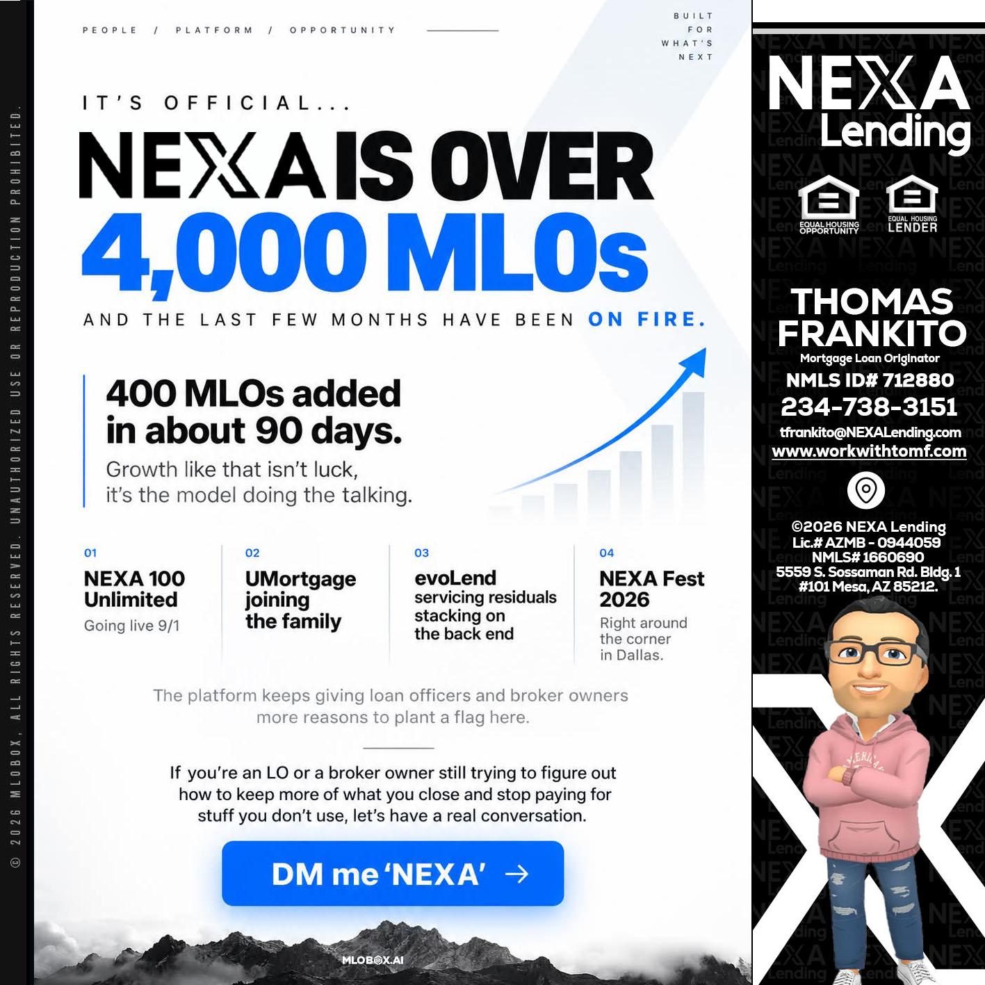 NEXA IS OVER 4000 MLOs - Thomas Frankito -Mortgage Loan Officer