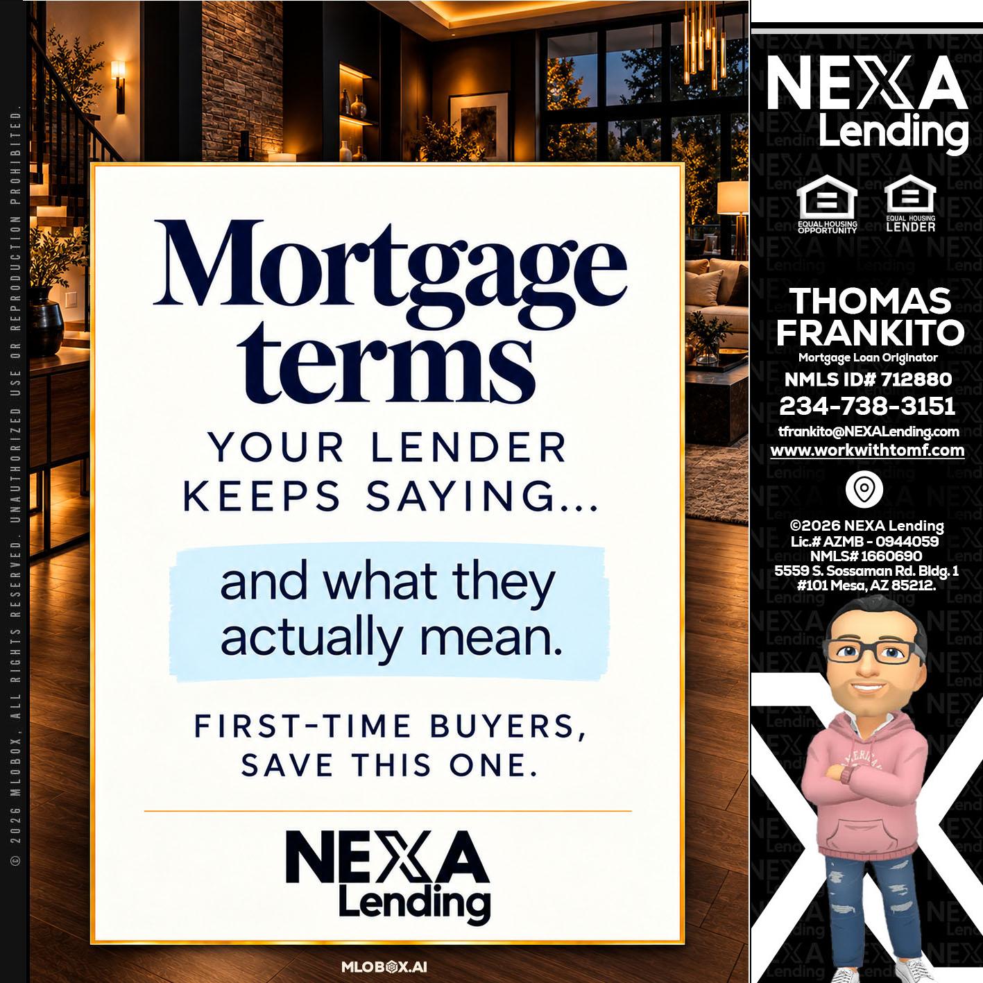 mortgage terms - Thomas Frankito -Mortgage Loan Officer